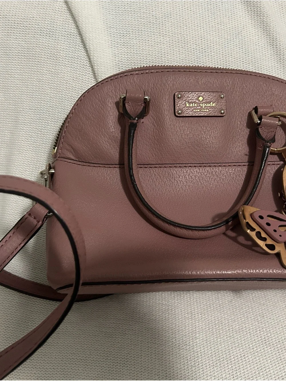 kate spade Dusty Mauve Dome Satchel with Butterfly Charm